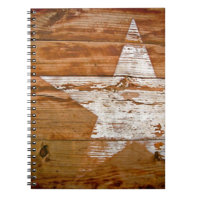 Cahier Grain de Bois en Détresse Étoile Blanche Dé (Devant)