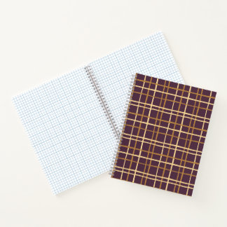 Cahier graphique à carreaux bordeaux et or