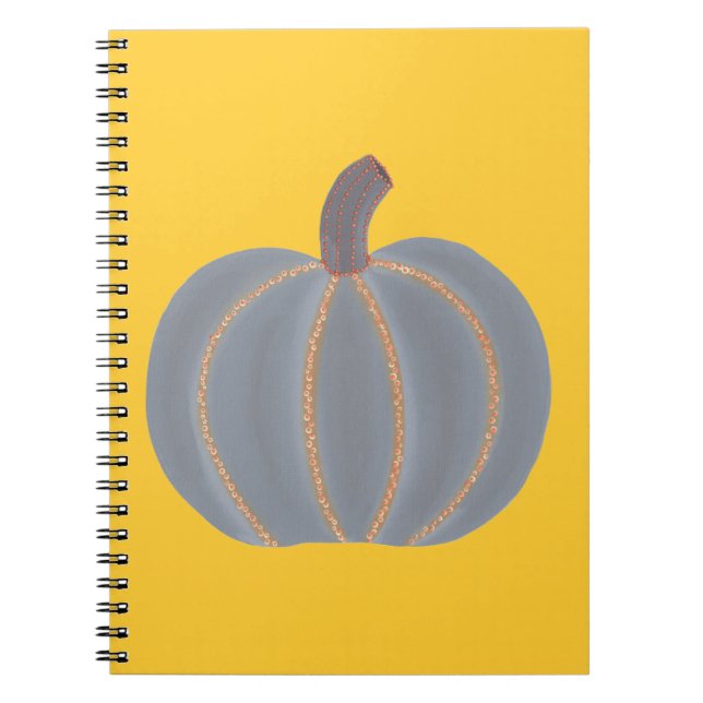 Cahier Halloween Citrouille Grise Lumières Orange (Devant)