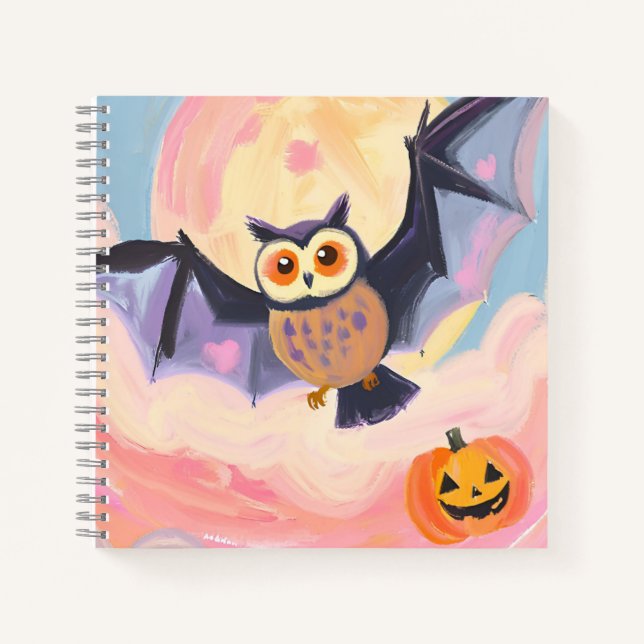 Cahier Halloween Hibou & Citrouille – Effrayant et (Devant)