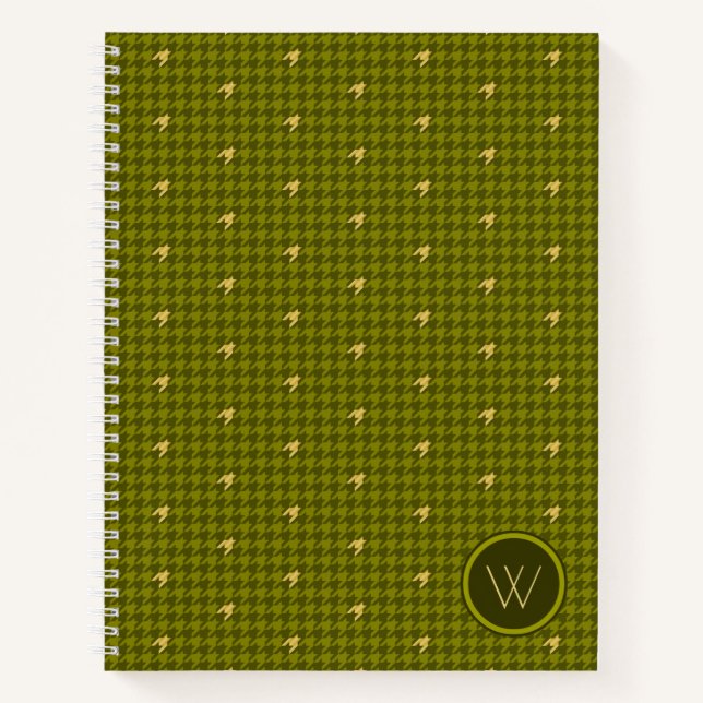 Cahier Houndstooth avec accent doré et olive (Devant)