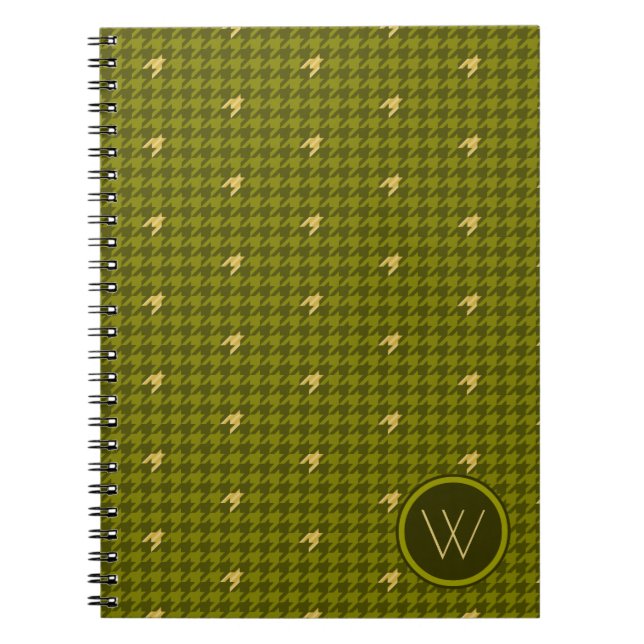 Cahier Houndstooth avec accent doré Olive (Devant)