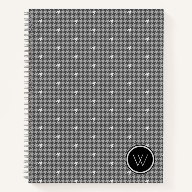 Cahier Houndstooth Gris avec Accent Argenté (Devant)