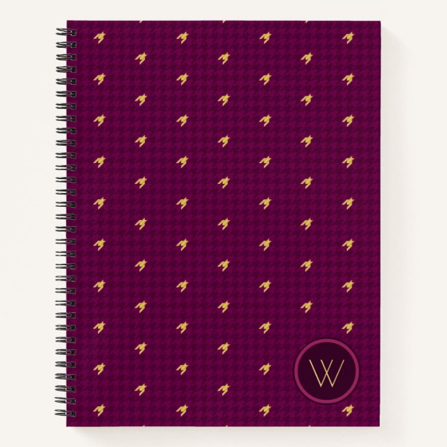 Cahier Houndstooth Rose avec Accent Doré (Devant)