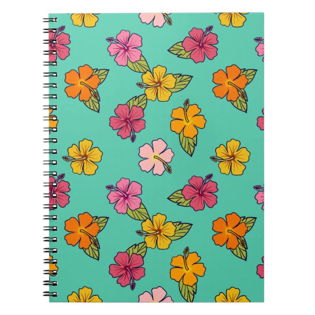Cahier Hula Hibiscus - Turquoise (Devant)