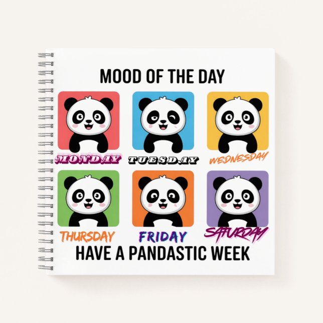 Cahier humeur du jour Panda Mignon – Kawaii Hebdo (Devant)