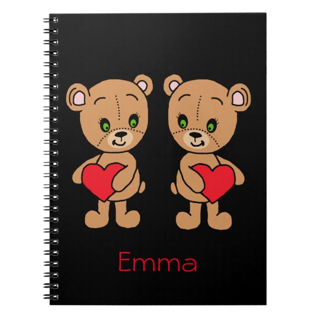 Cahier joli bébé ours avec des coeurs (Devant)