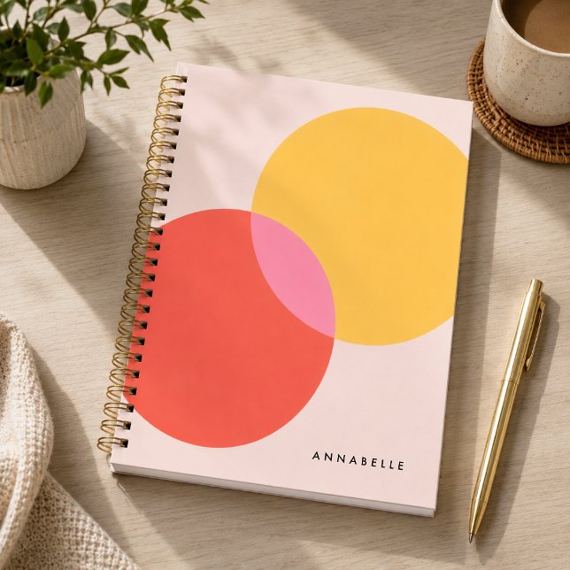 Cahier | Journal à blocs de couleurs abstraites pe (Personalized abstract notebook with custom name for school, work, journaling, and notes.)