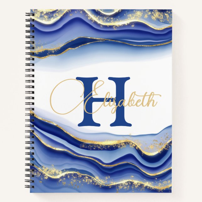 Cahier Journal à croquis Monogramme Or Bleu (Devant)