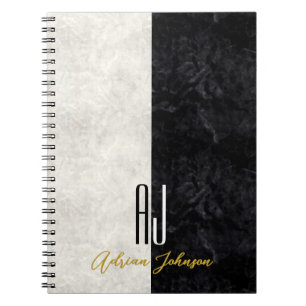 Cahier Journal à Monogramme Marbre Or Noir