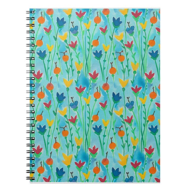 Cahier Journal à Motif Floral Aquarelle (Devant)