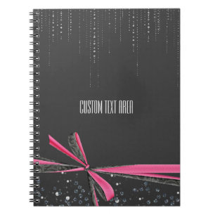 Cahier Journal à Ruban Étincelant & Nœud Rose
