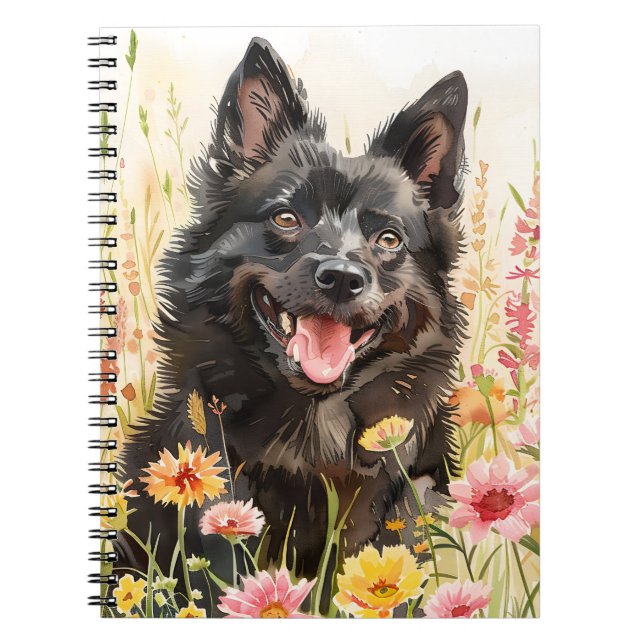 Cahier – Journal aquarelle du Schipperke Chien (Devant)