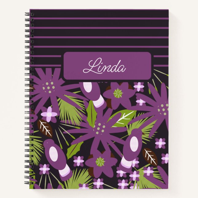 Cahier Journal Carnet Motif Violet Atténué Oiseaux (Devant)