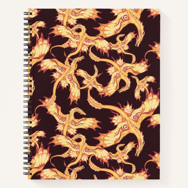 Cahier Journal Carnet Spirale Dragon Doré  (Devant)