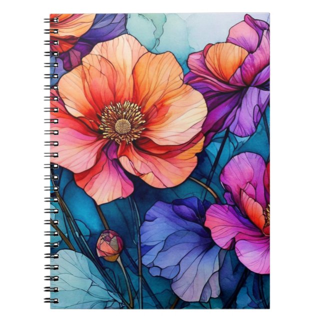 Cahier Journal Fleurs Abstraites (Devant)
