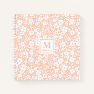 Cahier Journal Floral Monogramme Rouge