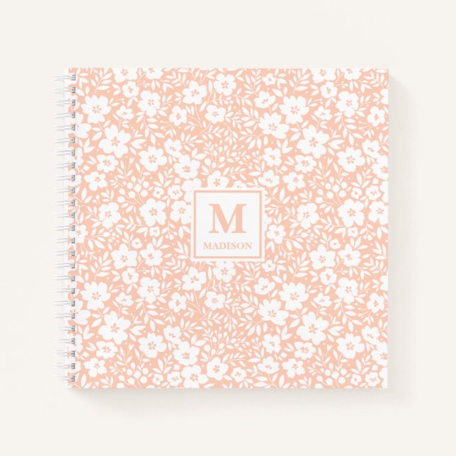 Cahier Journal Floral Monogramme Rouge (Devant)