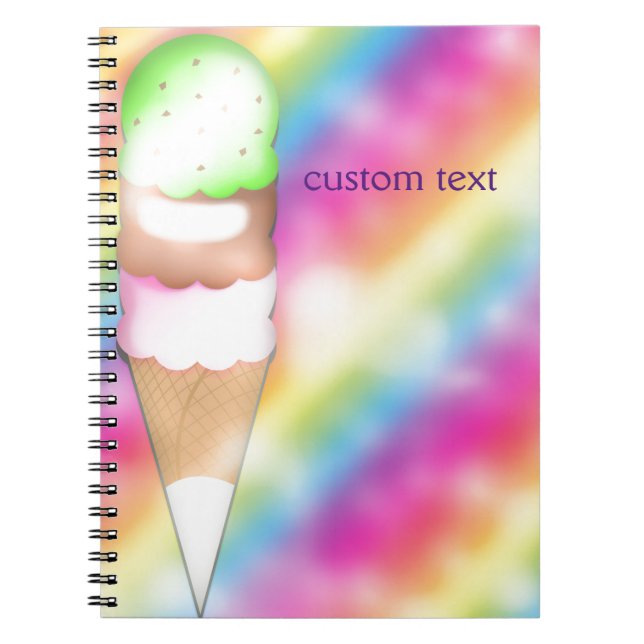 Cahier Journal Glace Crème Glacée Arc-en-Ciel Rêve (Devant)