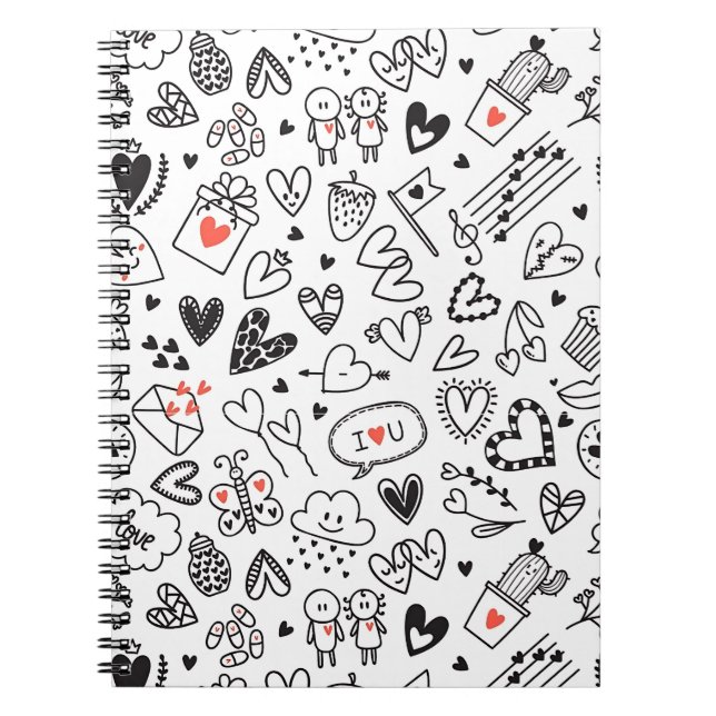 Cahier Journal Intime Love Doodle Mignon (Devant)