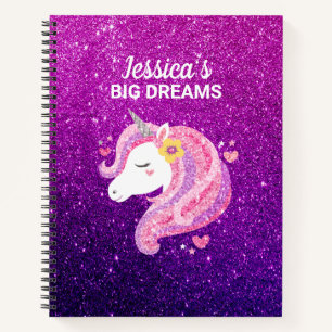 Cahier Journal Licorne Paillets Mignon