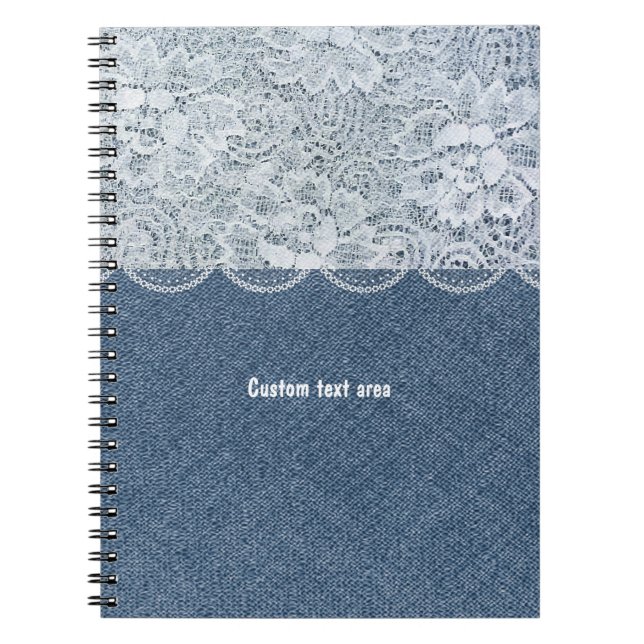Cahier Journal Personnalisé Rustique Denim & Lace (Devant)