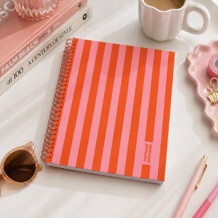 Cahier Journal Rayure Prépa Corail Rose Gras