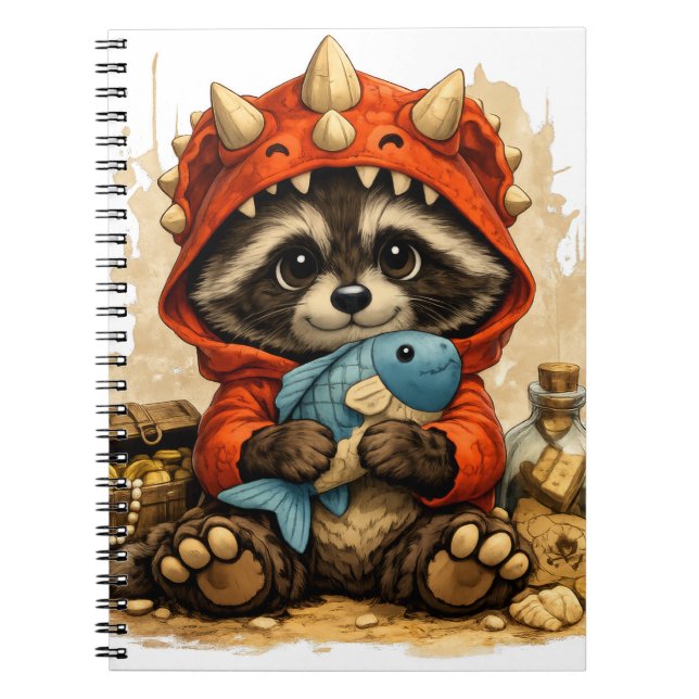 Cahier Kawaii Dinosaure Raton Laveur – Pirate Mign (Devant)