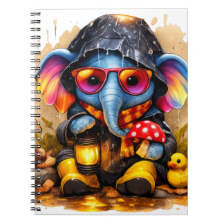 Cahier Kawaii Éléphant Mignon sous Imperméable