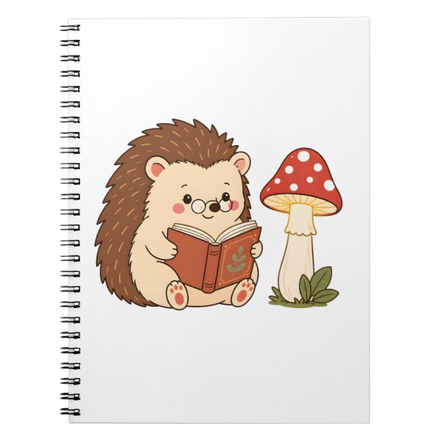 Cahier Lampe Champignon Lecteur Hérisson Mignon (Devant)