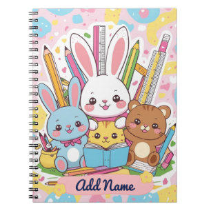Cahier Lapin Mignon & Amis – Nom Éditable