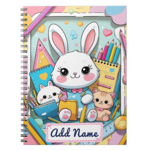 Cahier Lapin Mignon & Chats – Nom Éditable