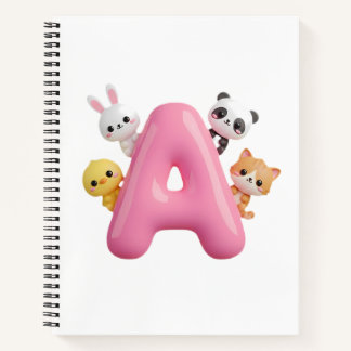 Cahier Lettre A Ballon Rose 3D – Carnet Animaux de