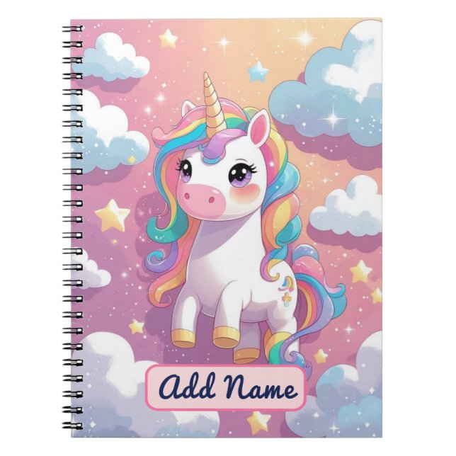 Cahier Licorne Mignonne – Nom Modifiable (Devant)