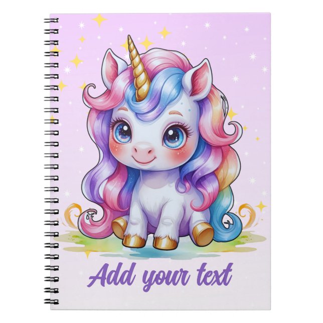 Cahier Licorne Violette Personnalisé (Devant)