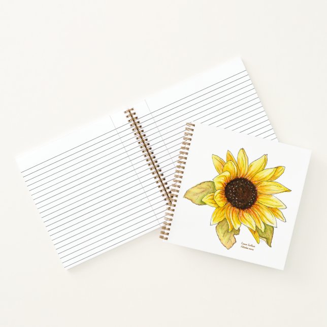 Cahier ligné à spirale aquarelle tournesol (Intérieur)