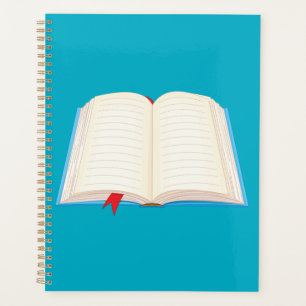 Cahier ligné ouvert signet rouge