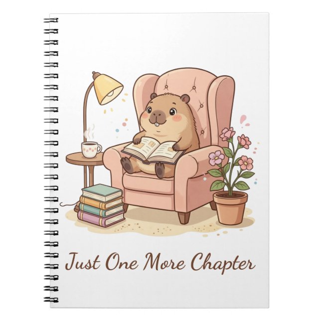 Cahier lisant capybara mignon – Juste un chapitre  (Devant)