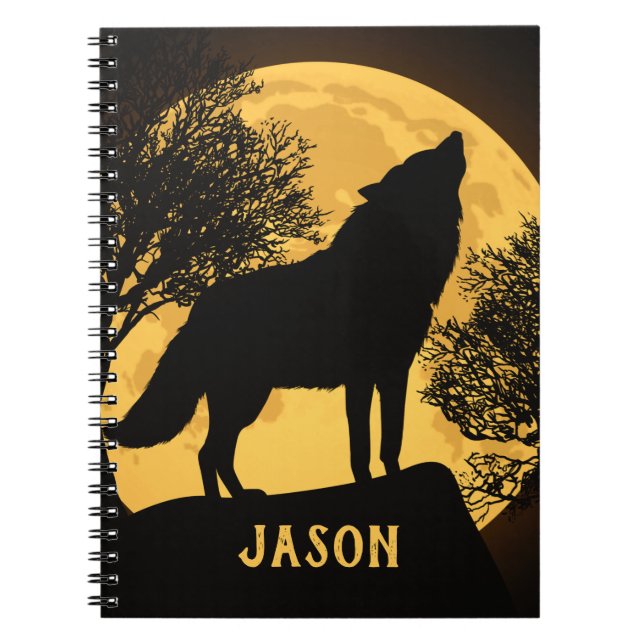 Cahier Loup Noir et Jaune et Pleine Lune (Devant)