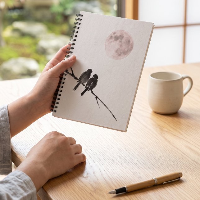 Cahier Lune Rougeoyante Oiseaux (Lifestyle Shot)