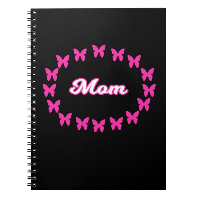 Cahier Maman avec papillons roses mignons (Devant)