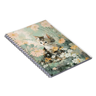Cahier Mignon Chat aux Fleurs