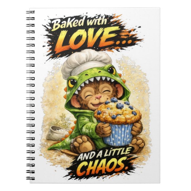 Cahier Mignon Dino Cuit avec Amour (Devant)