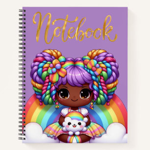 Cahier mignon/Fille chibi arc-en-ciel adorable 