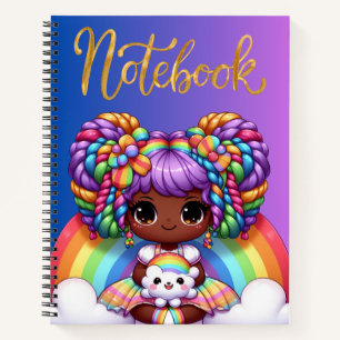 Cahier mignon/Fille chibi arc-en-ciel adorable