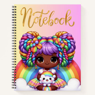 Cahier mignon/Fille chibi arc-en-ciel adorable 