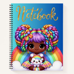 Cahier mignon/Fille chibi arc-en-ciel adorable