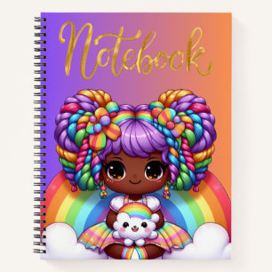 Cahier mignon/Fille chibi arc-en-ciel adorable 