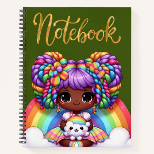 Cahier mignon/Fille chibi arc-en-ciel adorable 