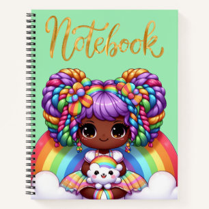 Cahier mignon/Fille chibi arc-en-ciel adorable 